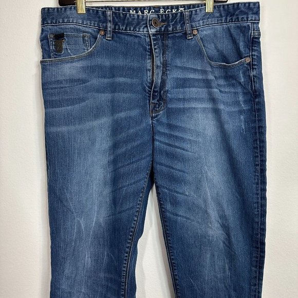 Marc Ecko Cut & Sew Mens Denim Bootcut Jeans Distressed Size 36 x 30 - Picture 4 of 7